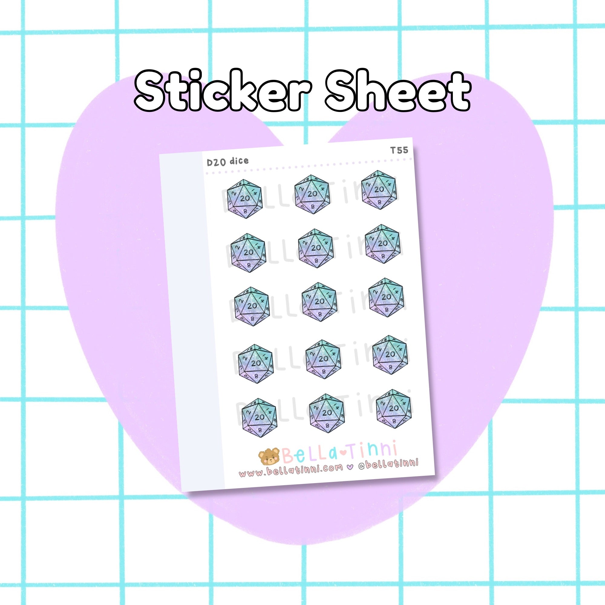 D20 Dice (Mini Stickers) - T55