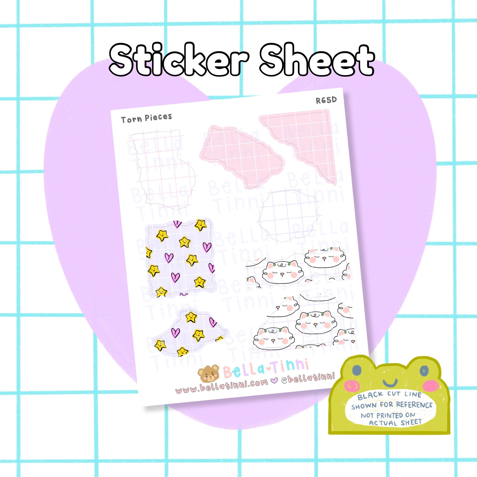 Torn Pieces Sticker Sheet - R65D Delulu Mallow