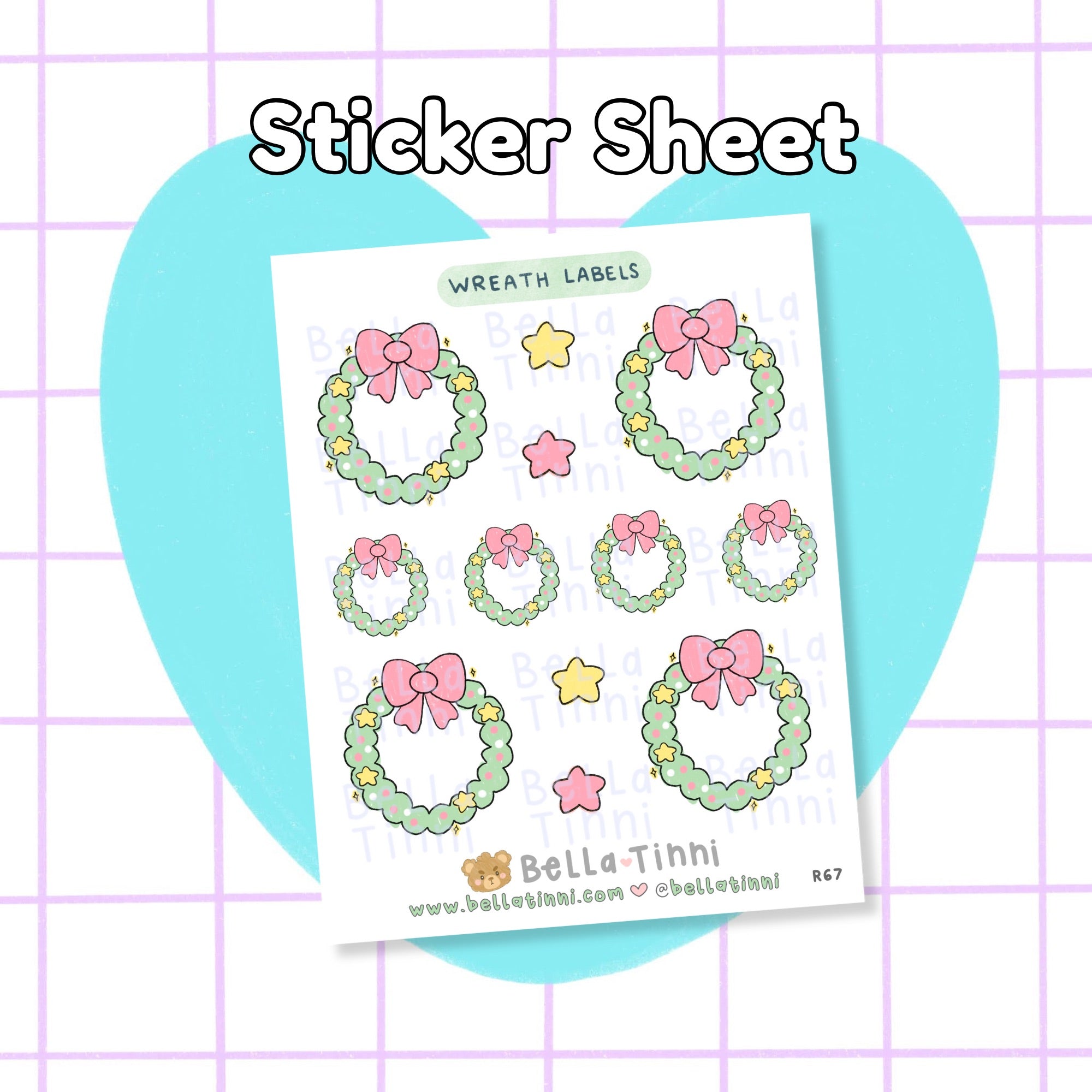 Wreath Labels Sticker Sheet - R67