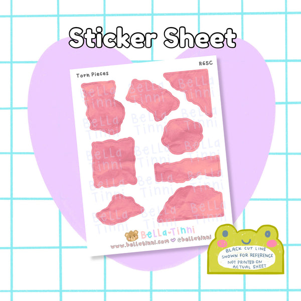Torn Pieces Sticker Sheet - R65 (Choose your color)
