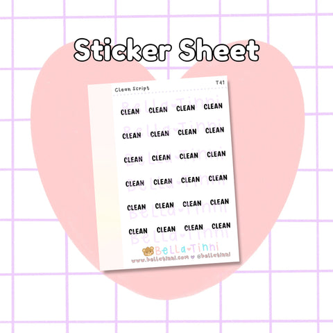 Clean script (Mini Stickers) - T41