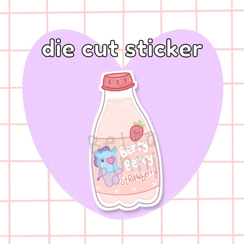 Berry Strawberry Drink Large Sticker - D20
