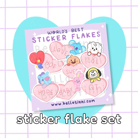 Candy Hearts Sticker Flake Set - D28