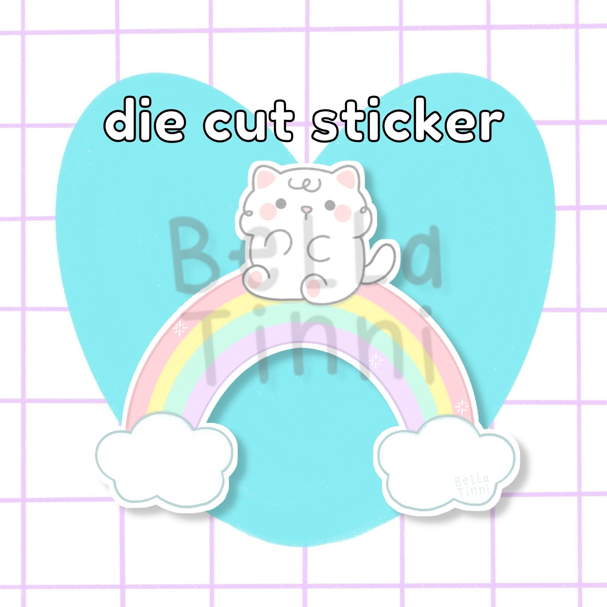 Mallow on Rainbow Large Sticker - D2