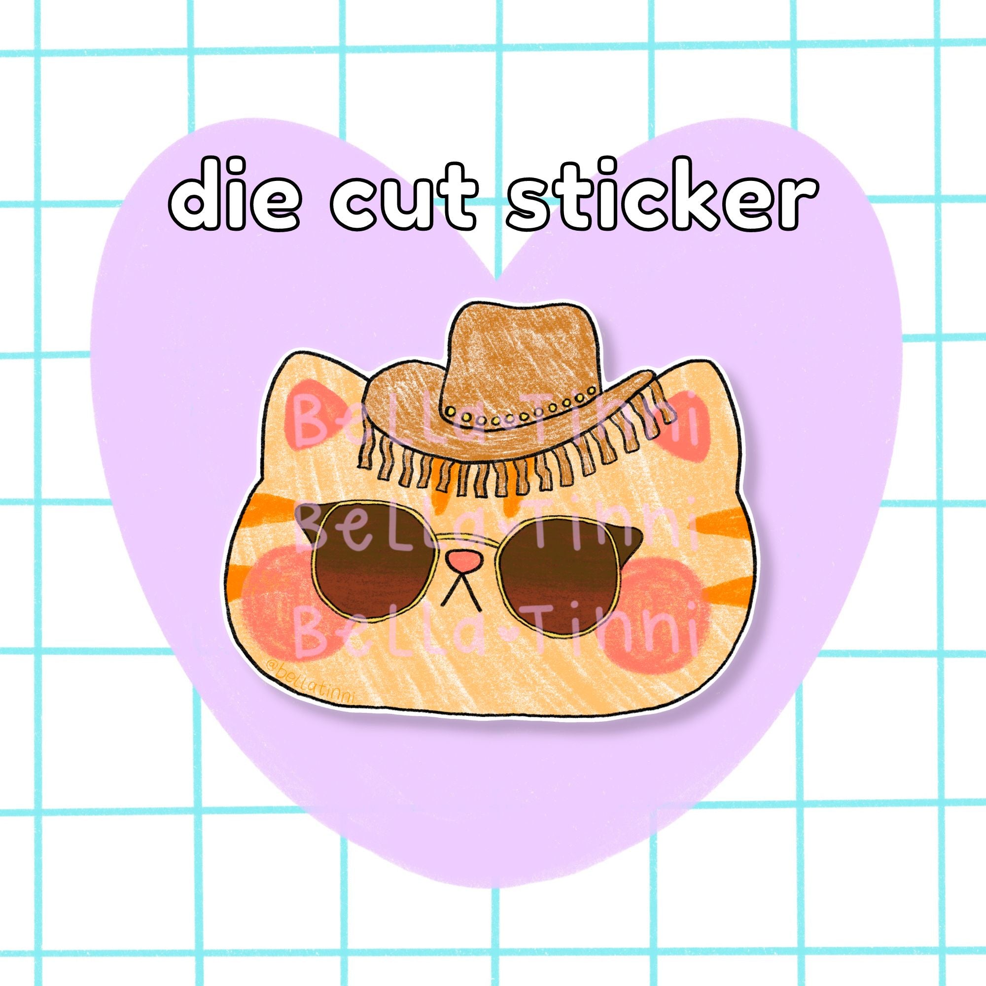 Psy Cowboy Cat Large Sticker - D87